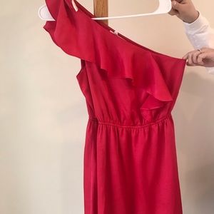 BCBG Pink Above Knee One Shoulder Dress